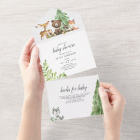 Boho Woodland Animals Rustic Baby Shower All In On All In One Invitation