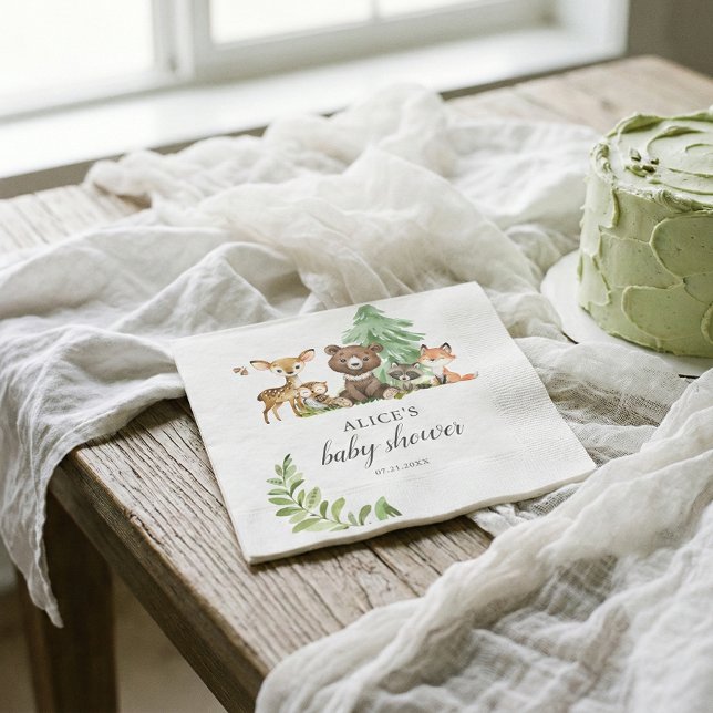 Boho Woodland Animals Rustic Baby Shower Napkins (Creator Uploaded)
