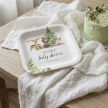 Boho Woodland Animals Rustic Baby Shower Paper Plates<br><div class="desc">Cute little woodland animals featuring bear,  deer,  fox,  raccoon,  owl and butterfly.</div>