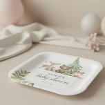 Boho Woodland Animals Rustic Baby Shower Paper Plates<br><div class="desc">Cute little woodland animals featuring bear,  deer,  fox,  raccoon,  owl and butterfly.</div>