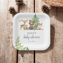 Boho Woodland Animals Rustic Baby Shower Paper Plates