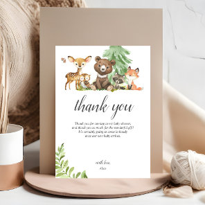 Boho Woodland Animals Rustic Baby Shower Thank You Card