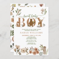 Boho Woodland Animals Sweet Baby Boy Baby Shower Invitation