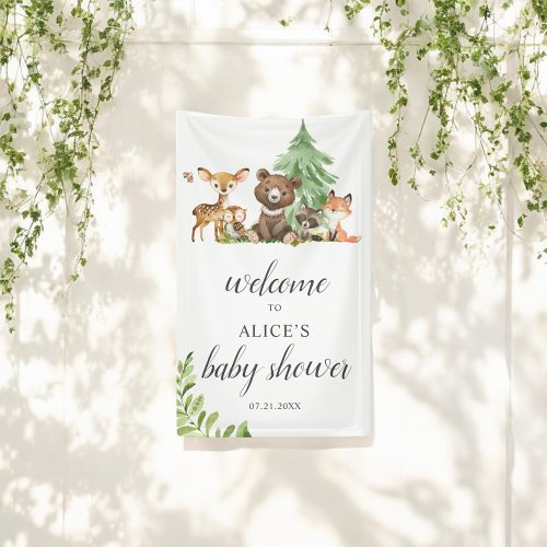 Boho Woodland Animals Welcome Baby Shower Banner