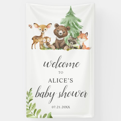 Boho Woodland Animals Welcome Baby Shower Banner