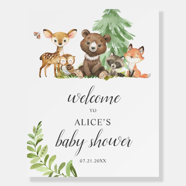 Boho Woodland Animals Welcome Baby Shower Foam Board (Front)