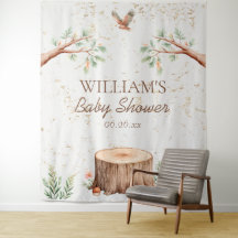 Boho Woodland Baby Shower Backdrop Personalized