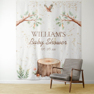 Boho Woodland Baby Shower Backdrop Personalized