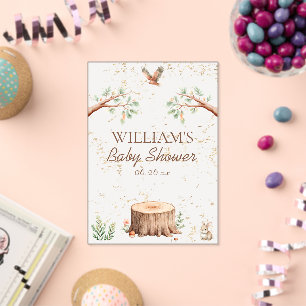 Boho Woodland Baby Shower Backdrop Personalized Acrylic Invitations