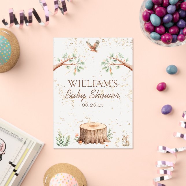 Boho Woodland Baby Shower Backdrop Personalized Acrylic Invitations (Insitu (Celebration))