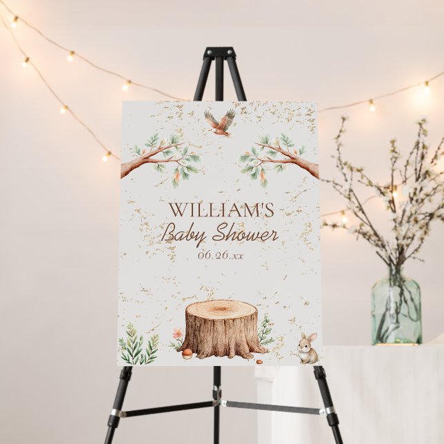 Boho Woodland Baby Shower Backdrop Personalized Foam Board (In Situ (Stand))