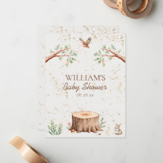 Boho Woodland Baby Shower Backdrop Personalized Note Card