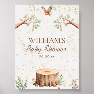Boho Woodland Baby Shower Backdrop Personalized Poster