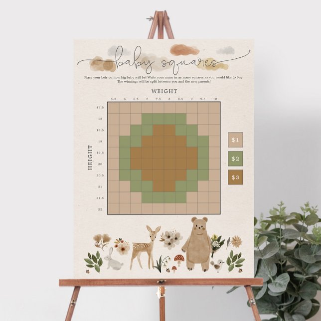 Boho Woodland Baby Shower Betting Squares Sign (Creator Uploaded)