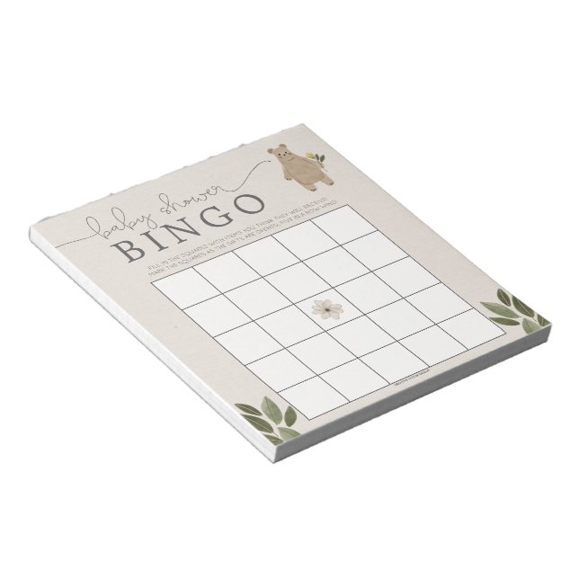 Boho Woodland Baby Shower Bingo 40 Sheets Notepad (Angled)