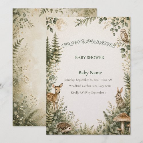 Boho Woodland Baby Shower | Botanical Friends Invitation