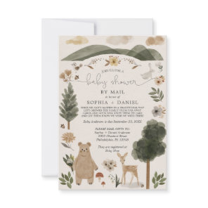 Boho Woodland Baby Shower By Mail Invitation Card