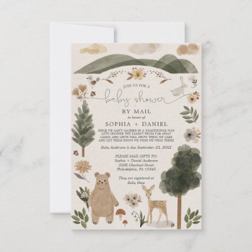 Boho Woodland Baby Shower By Mail Invitation Card