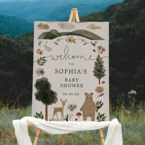 Boho Woodland Baby Shower Foam Board Welcome Sign