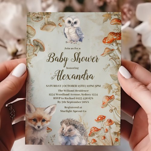 Boho Woodland Baby Shower Invitation