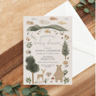 Boho Woodland Baby Shower Invitation Card