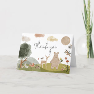 Boho Woodland Baby Shower Letterpress Thank You Card