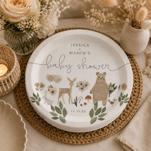 Boho Woodland Baby Shower Paper Plates