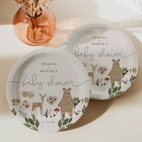 Boho Woodland Baby Shower Paper Plates