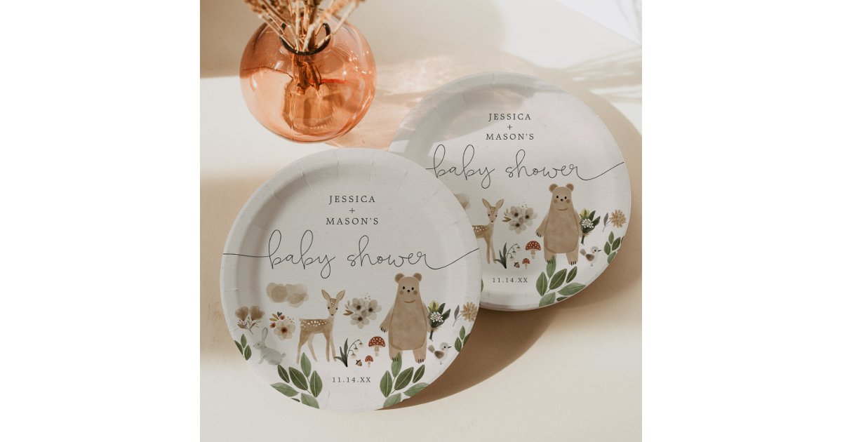 Boho Woodland Baby Shower Paper Plates 