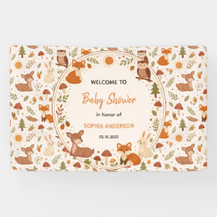Boho Woodland Baby Shower Rustic Forest Animals Banner