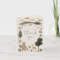 Boho Woodland Baby Shower Thank You Card