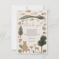 Boho Woodland Baby Shower Thank You Card