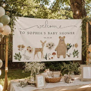 Boho Woodland Baby Shower Welcome Banner