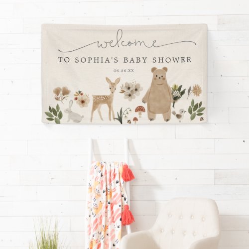 Boho Woodland Baby Shower Welcome Banner