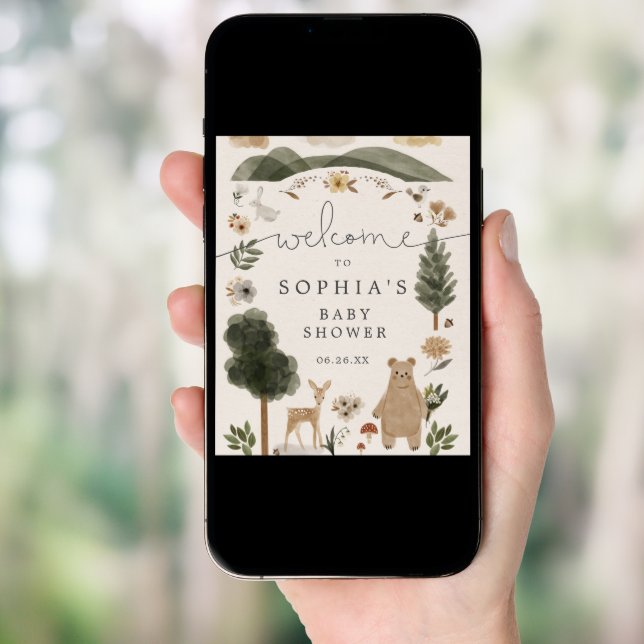 Boho Woodland Baby Shower Welcome Sign (Front Digital)