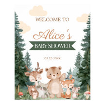 Boho Woodland Baby Shower Welcome Sign