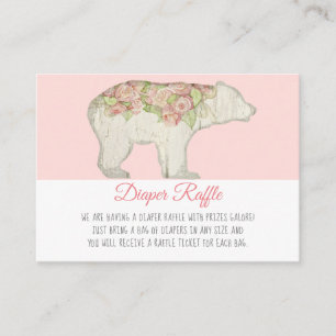 Boho Woodland Bear Baby Girl Shower Diaper Raffle Enclosure Card