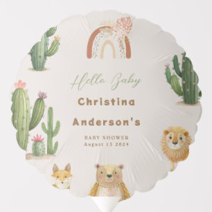 Boho Woodland Bear Lion Fox Cactus Baby Shower Balloon