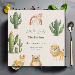 Boho Woodland Bear Lion Fox Cactus Baby Shower Napkins