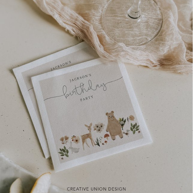 Boho Woodland Birthday Party Napkins (Creator Uploaded)