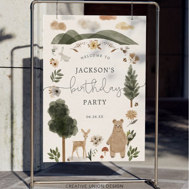 Boho Woodland Birthday Party Welcome Sign (Creator Uploaded)