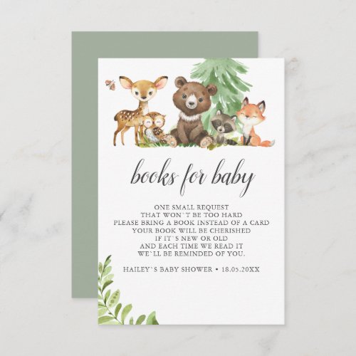 Boho Woodland Cute Animals Books For Baby Enclosure Card