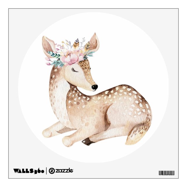 Boho Woodland Deer Fabric Wall Decal Sticker (Front)