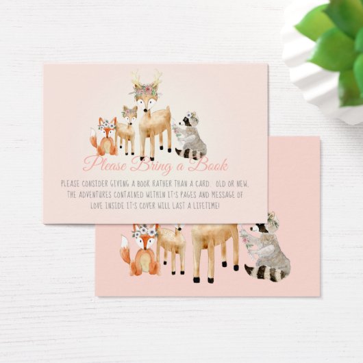 Boho Woodland Deer Raccoon Fox Book Instead Card (Desk)