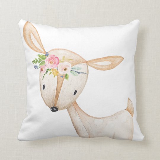 Boho Woodland Deer Watercolor Baby Nursery Pillow Zazzle Boho Woodland Deer Watercolor Baby Nursery Pillow