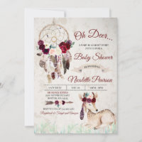 Boho Woodland Dreamcatcher Baby Shower Invitation