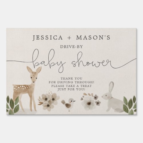 Boho Woodland Drive_By Shower Yard Sign