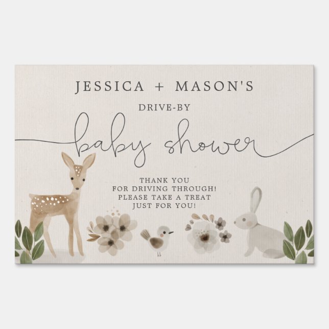 Boho Woodland Drive-By Shower Yard Sign (Front)