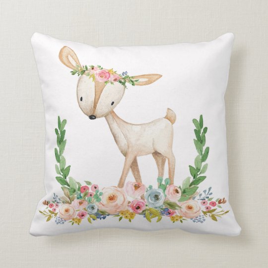 Boho Woodland Fl Deer Baby Nursery Pillow Zazzle Boho Woodland Fl Deer Baby Nursery Pillow