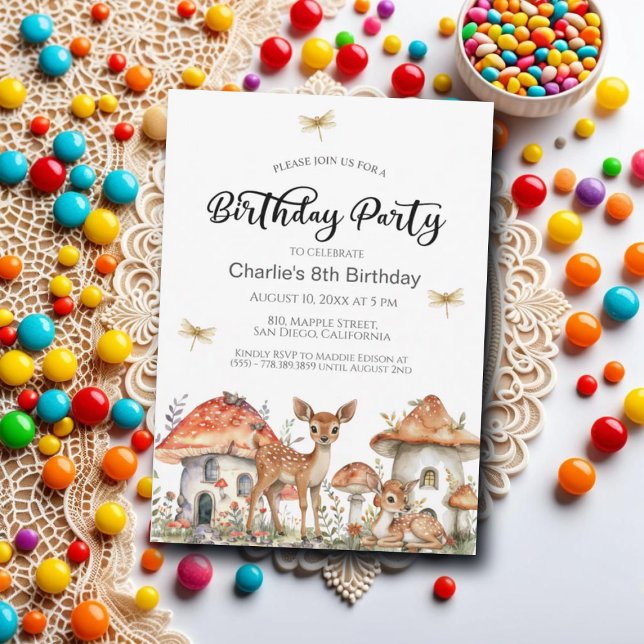 Boho Woodland Forest Animals 8th Birthday Party Invitation (Creator Uploaded)